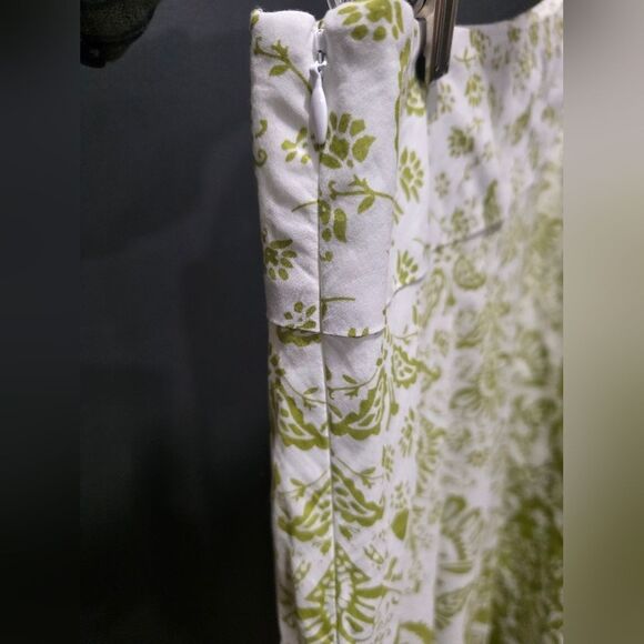 Green White Tribal Print A Line Midi Skirt Cotton Sz 18 Plus Size - Picture 3 of 7